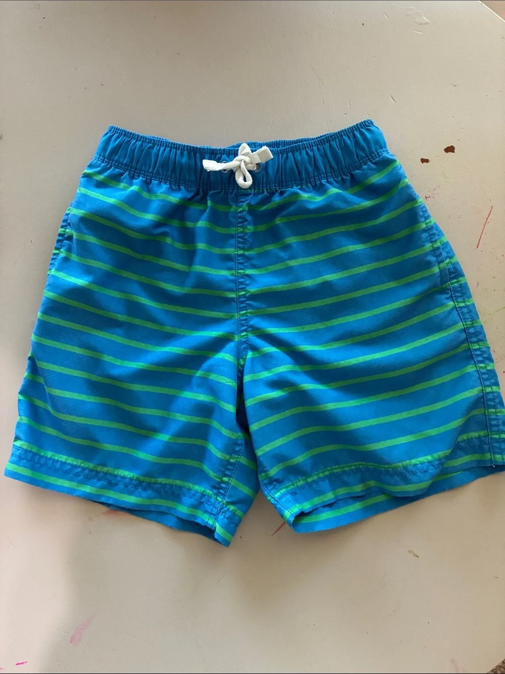 Hanna Andersson Blue & Green Striped Swim Shorts